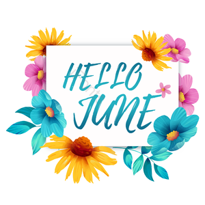 HELLO JUNE 六月 你好 植物 绿色 英文 艺术字