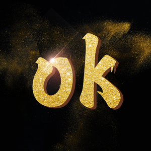 字母OK 毛笔 金色 立体 艺术字