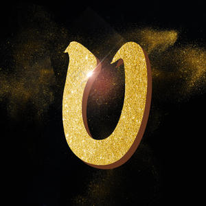 字母Uu 金色 毛笔 艺术字