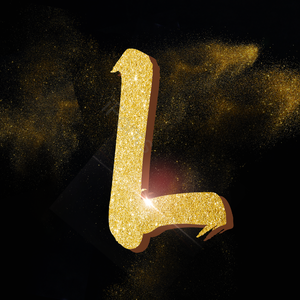 字母Ll 立体艺术字 金色