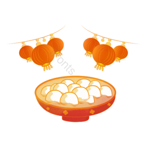 手绘 创意 元宵节 元素 灯笼 元宵 汤圆