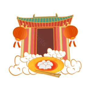 手绘 创意 元宵节 灯笼 房屋 建筑  元宵