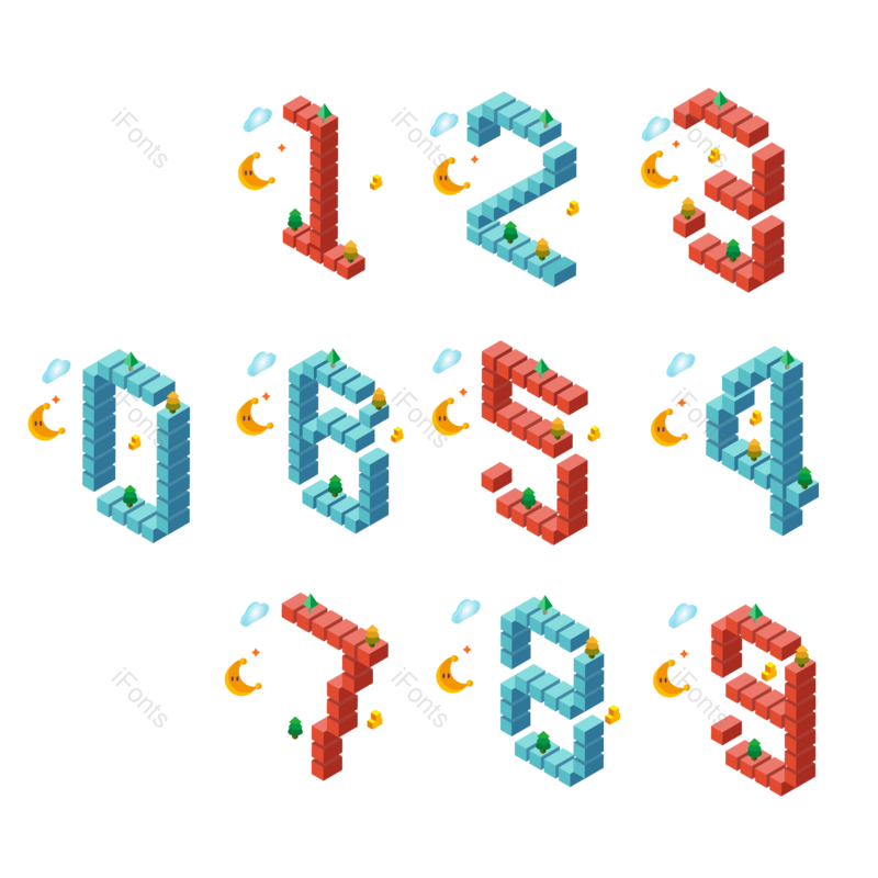 艺术字图片,立体效果元素,数字PNG,免抠素材