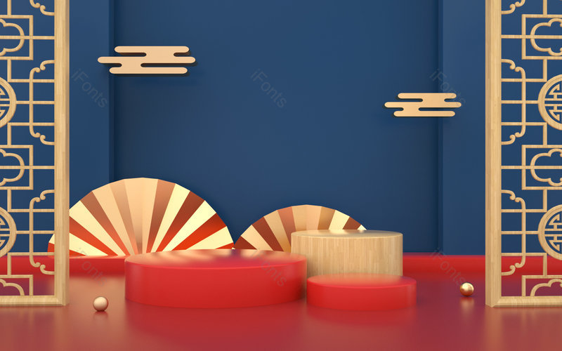 C4D中国风元旦新年海报背景图,插画/手绘图，插画/手绘图库，插画/手绘图下载,插画/手绘