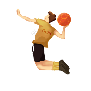 运动会男子打篮球跳高扣篮手绘元素