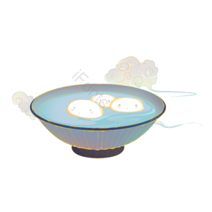新年 元宵 祥云 简约小清新 卡通元宵 节日 金色描边 汤圆
