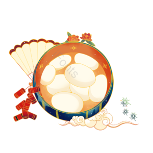 新年 元宵节 节日 中国传统美食 元宵 祥云 鞭炮 喜庆