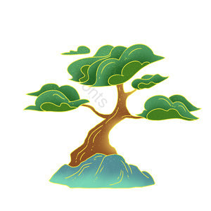 松树 国潮 手绘 树木 树 中国