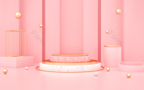 C4D 粉色 浪漫 大气 简约 场景 海报 海报背景