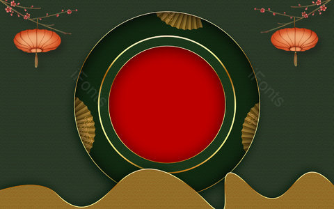 中国风 莫兰迪 复古 墨绿色 古风 古典