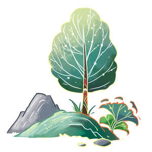 国潮 树木 水墨 中国 春分 水墨树