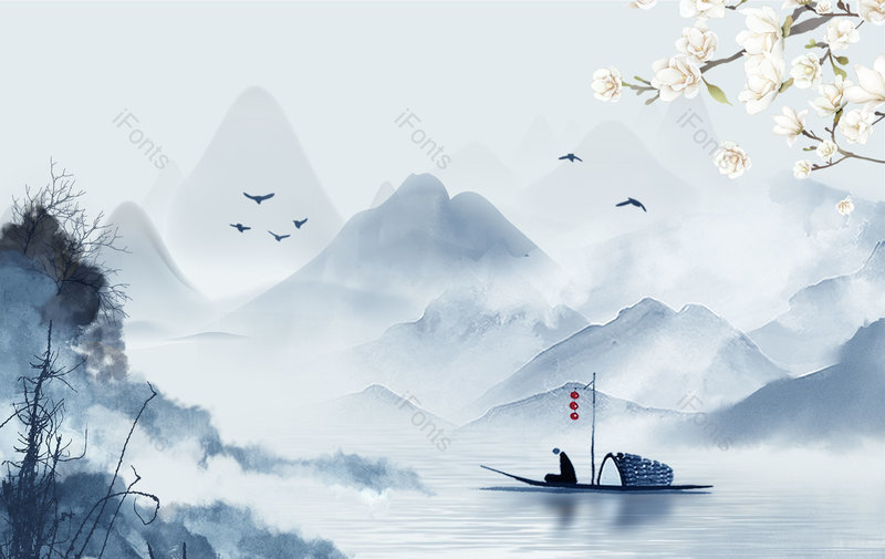 古风中国风水墨山水背景图片素材,插画/手绘图，插画/手绘图库，插画/手绘图下载,插画/手绘