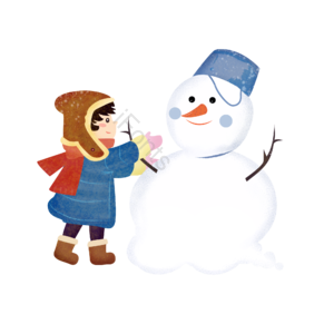 手绘 大雪 节气 小孩和雪人 雪人创意元素 雪人