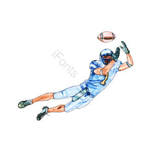 运动员 橄榄球 飞扑 彩铅风格 png