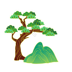 国潮 树木 松树 树 山 中国