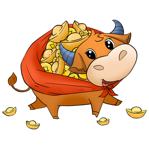 牛 元宝 红色 喜庆 png 小年 除夕 牛年