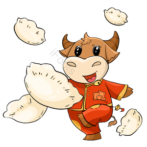 牛 红色 饺子 新年 喜庆 牛年