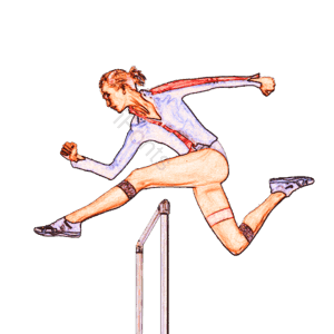 女运动员 跨栏 彩铅绘画 png 免扣图