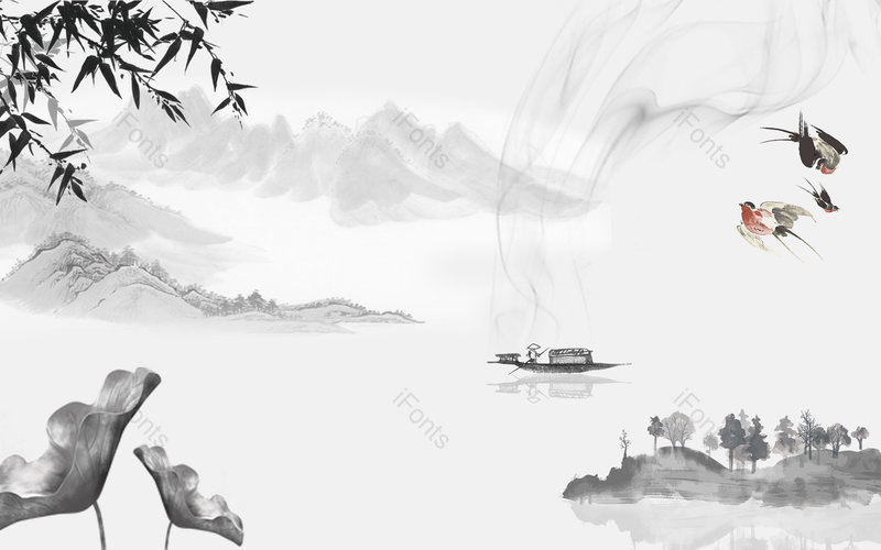 简约中国风创意水墨山水背景模板,插画/手绘图，插画/手绘图库，插画/手绘图下载,插画/手绘