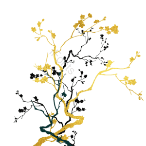 水墨树木 水墨 水墨植物 鎏金 鎏金元素 鎏金素材 鎏金植物 植物元素