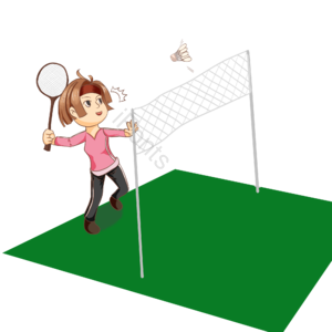 羽毛球 手绘 运动卡通 运动会 运动竞赛 跳跃 打羽毛球 女生