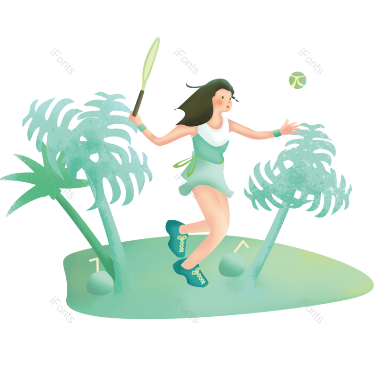 运动会图片,网球元素,扁平化PNG,沙滩免抠素材