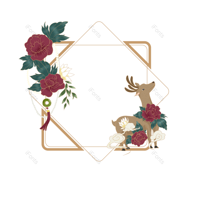 边框图片,中国风元素,手绘风PNG,珍珠免抠素材