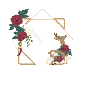 国潮边框 鹿 中国风 芙蓉花 祥云彩鹿 珍珠 手绘风 边框