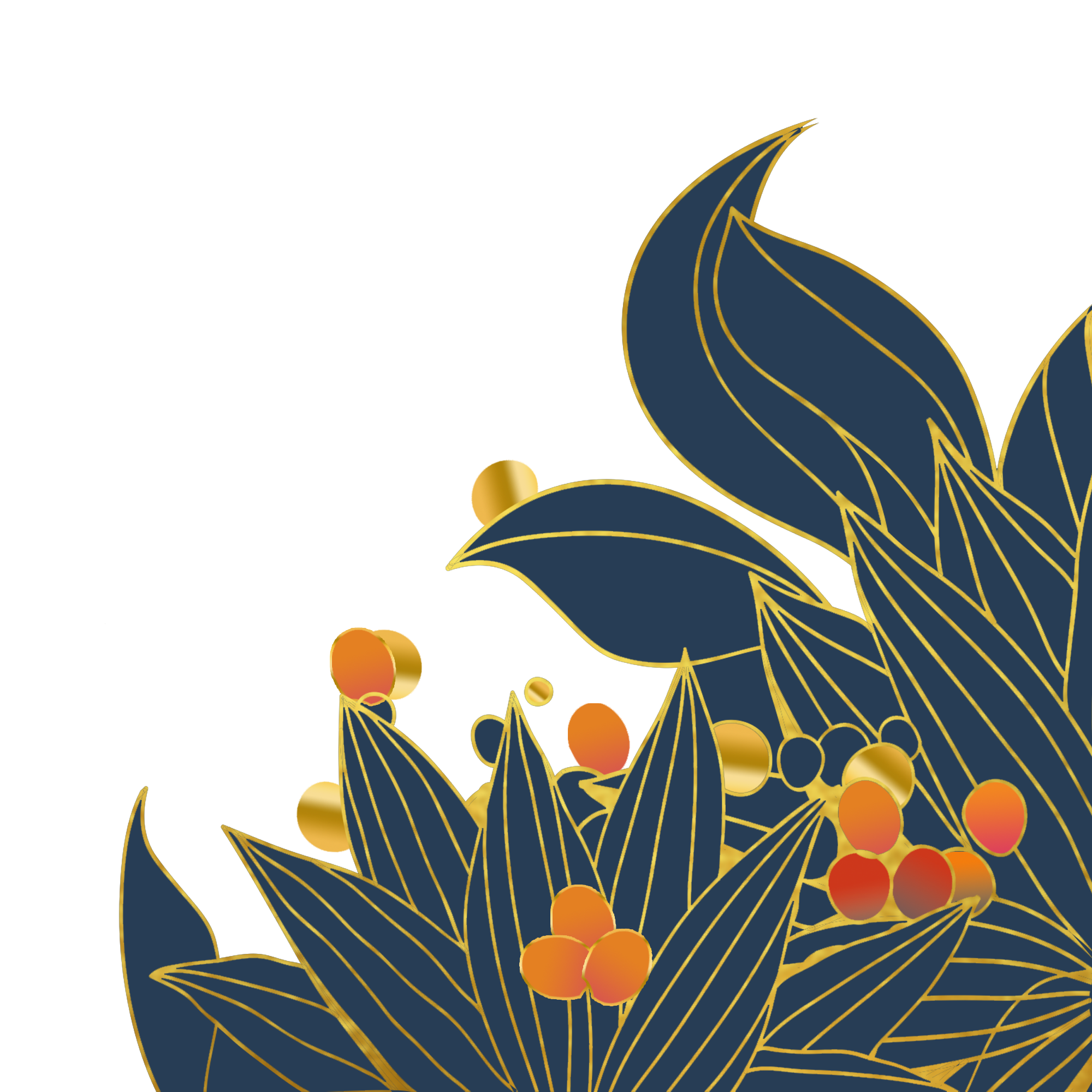 渐变鎏金墨绿植物果实中国风装饰元素免抠png图片素材 免费下载 图片编号 51ifonts设计助手