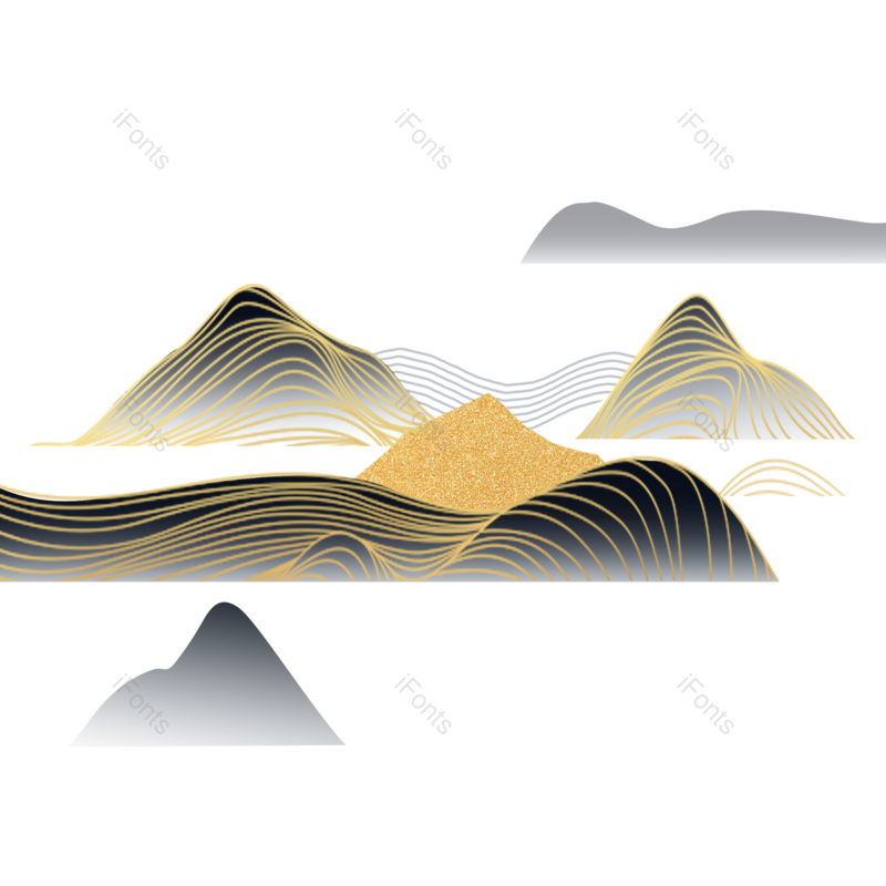 水墨图片,山水元素,水墨山水PNG,卡通线条免抠素材