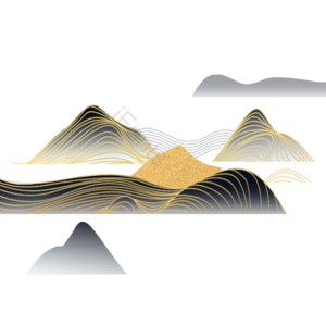 鎏金 鎏金元素 鎏金素材 鎏金装饰 山水 山川 山川元素 山川素材