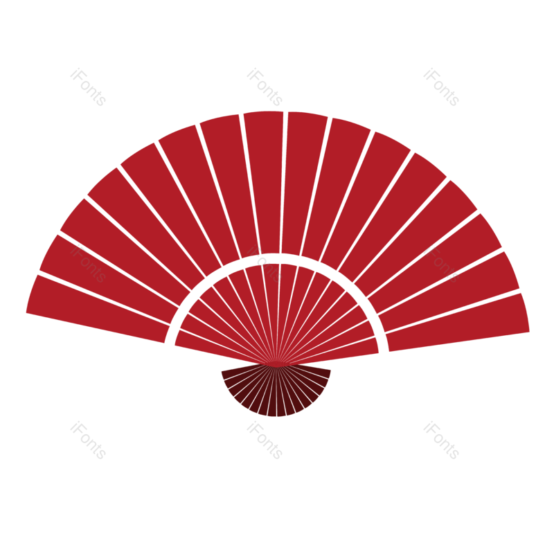 插画图片,简约元素,中国红PNG,折扇免抠素材