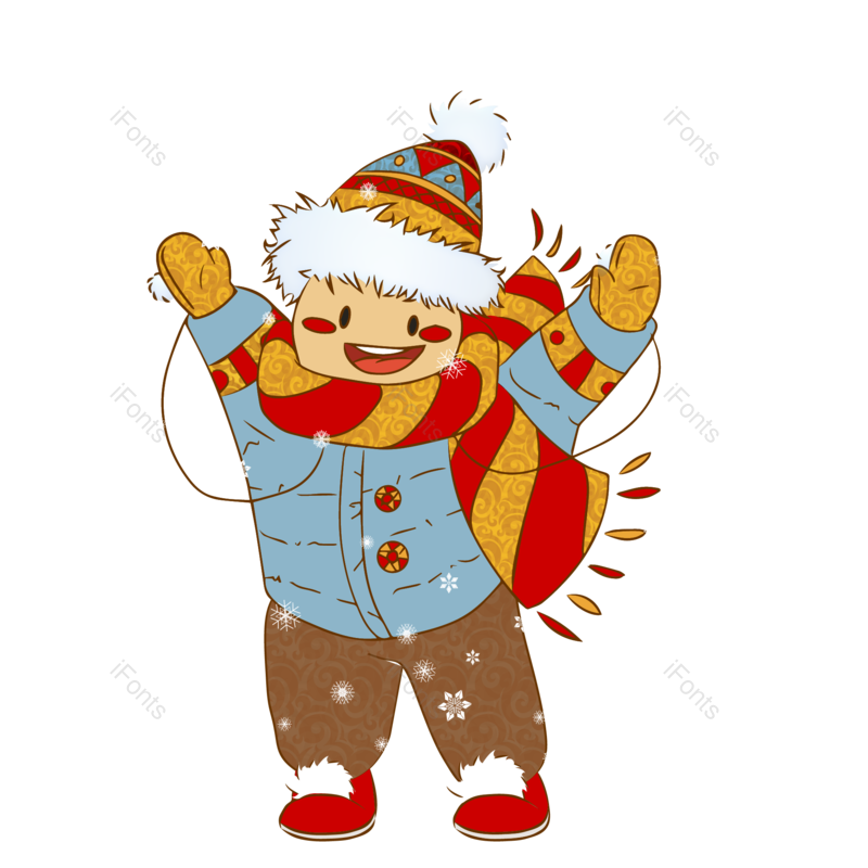 围巾图片,新年元素,冬天PNG,小孩免抠素材