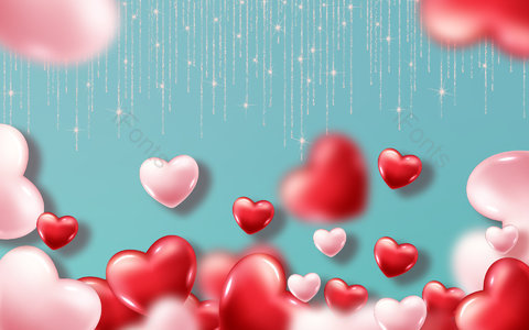 清新 爱心 可爱 卡通 生日背景