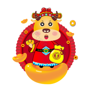 牛年 财神 卡通财神牛 矢量 手绘