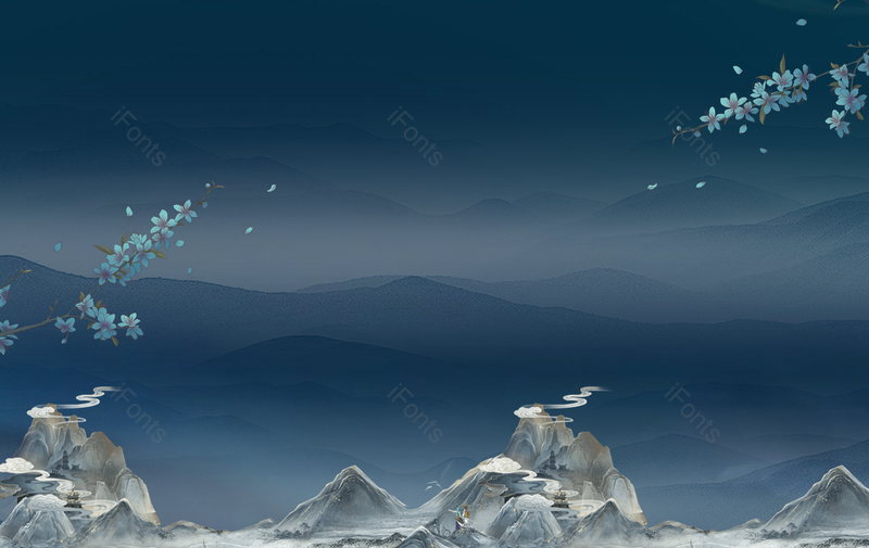 大气简约中国风复古山水梅花元素背景,插画/手绘图，插画/手绘图库，插画/手绘图下载,插画/手绘