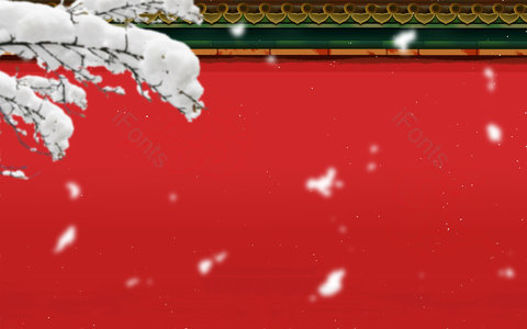 红色 城墙 故宫 雪花 云纹