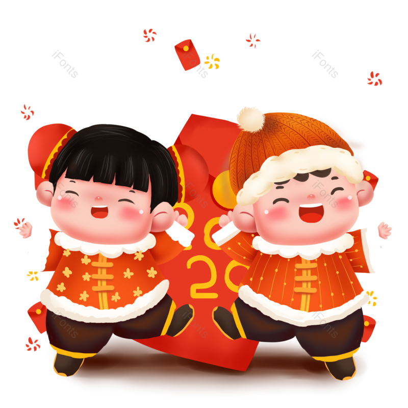 红包图片,新年元素,福娃PNG,免抠素材