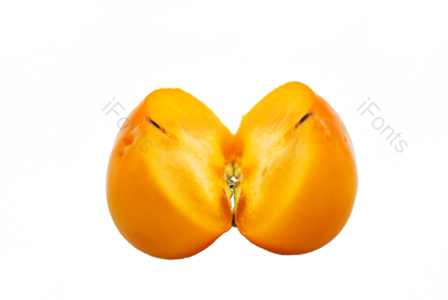美食 水果 金黄色柿子 柿子免扣图 切开的柿子 健康
