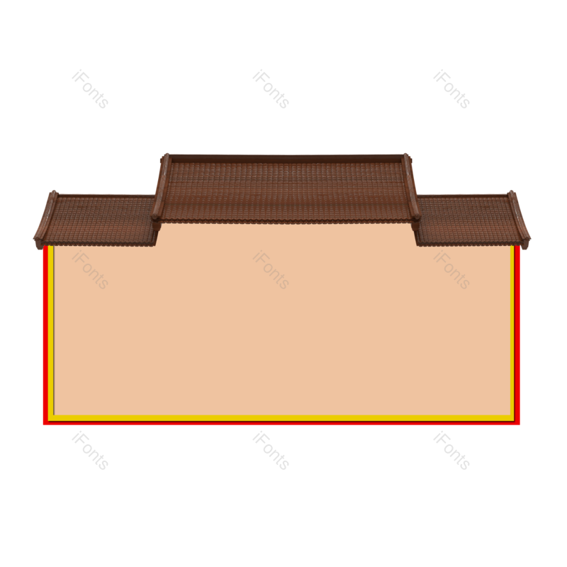 边框图片,中国风边框元素,中式PNG,屋檐免抠素材