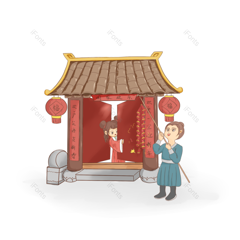 放鞭炮图片,过年元素,迎新春PNG,新年免抠素材