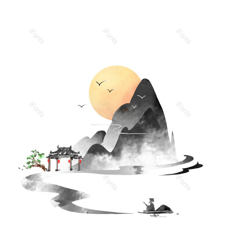 水墨图片,中国风元素,山水PNG,水墨风免抠素材