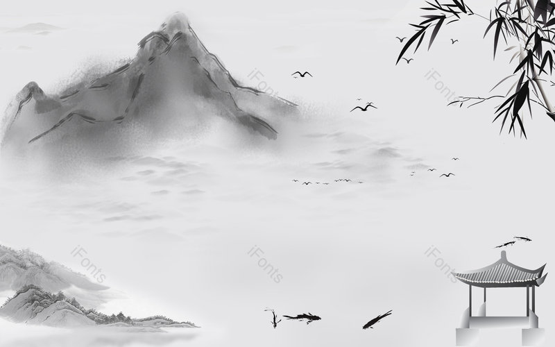 简约复古风水墨国画山水背景模板,插画/手绘图，插画/手绘图库，插画/手绘图下载,插画/手绘