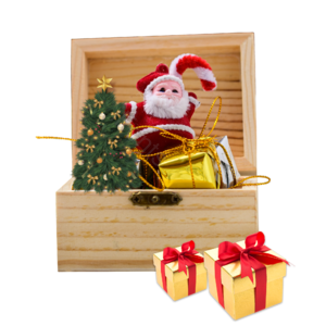 圣诞节 圣诞节礼盒 木盒子 圣诞老人 圣诞树 礼品盒