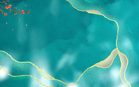 中国风 古风 复古 金色高端 鎏金质感 节日背景 水墨 水墨山水