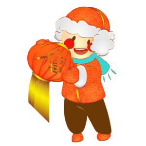 新年 喜庆 小孩 手绘卡通 灯笼 元宵节