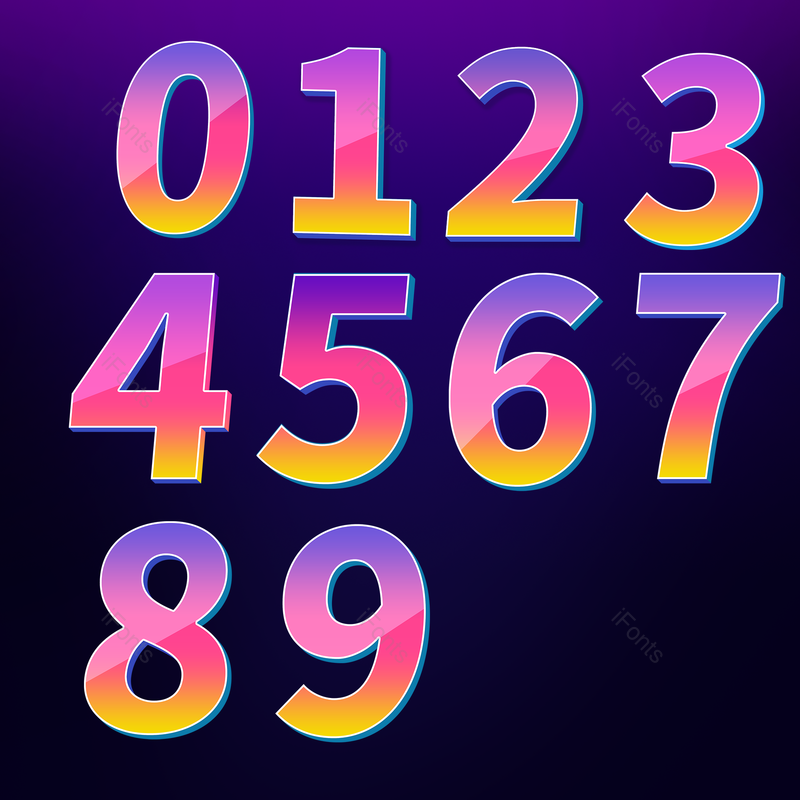 艺术字图片,立体效果元素,渐变PNG,数字免抠素材