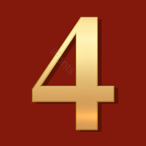 数字 4 金色 渐变 立体效果 艺术字体