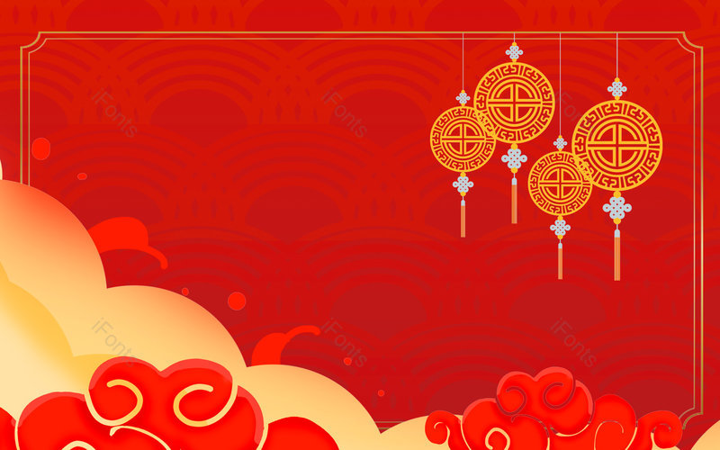 大气喜庆中国风元素复古新年祥云背景,插画/手绘图，插画/手绘图库，插画/手绘图下载,插画/手绘