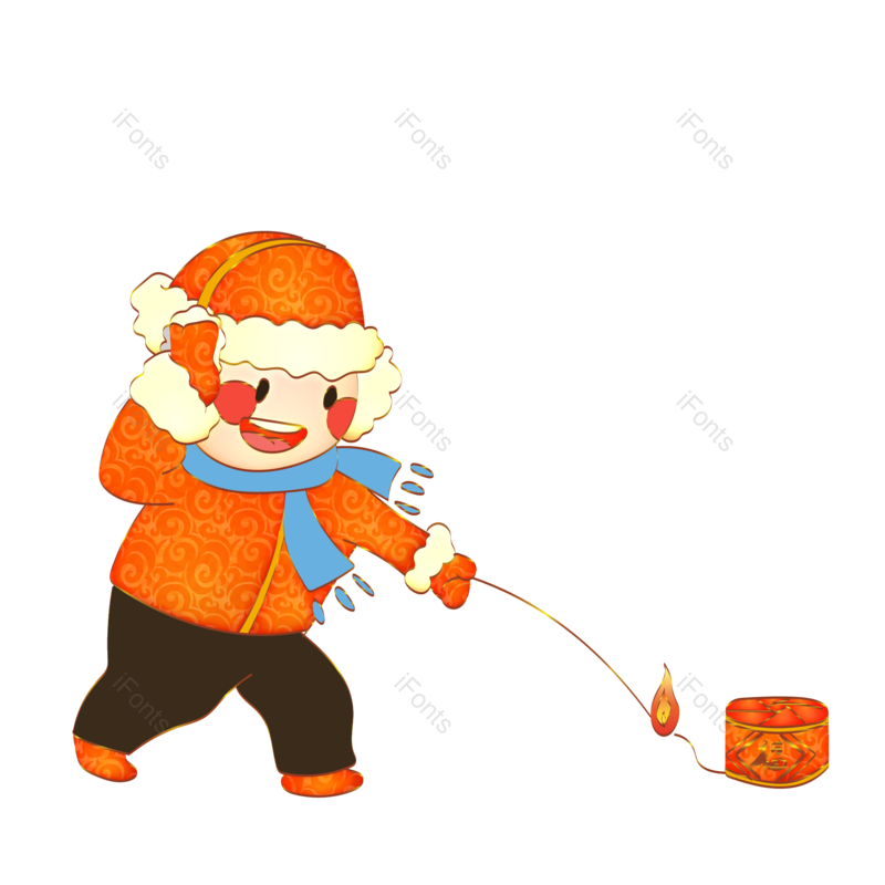 喜庆图片,放烟花元素,新年PNG,手绘卡通免抠素材